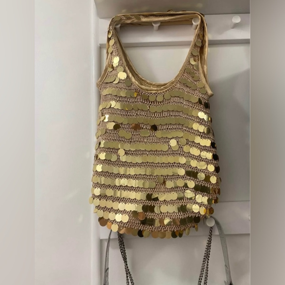 Gold Sequin Crochet Summer Bag